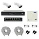 PNI House IP816 NVR-paket med 2 PNI IP780 4K-kameror, källa, switch, kablar, pluggar och splitter