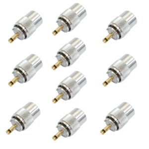 Set med 10 PNI PL259-kontakter för RG213-kabel, guld centralstift 9 mm