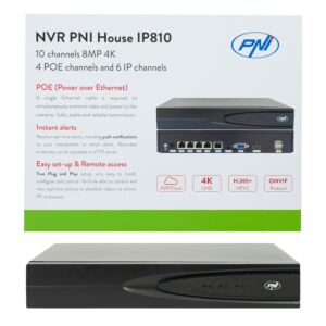 NVR POE PNI House IP810 med 10 kanaler 4K 8MP