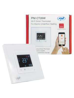 Smart termostat PNI CT26W WiFi elektrisk golvvärme eller pumpgrupp, golvgivare ingår, 10A, m