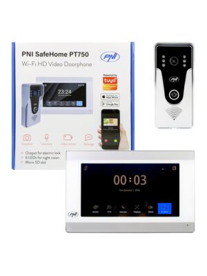 Smart video intercom PNI SafeHome PT750 WiFi HD, P2P, inomhusmonitor, dedikerad Tuya Smart-applikation, integration i