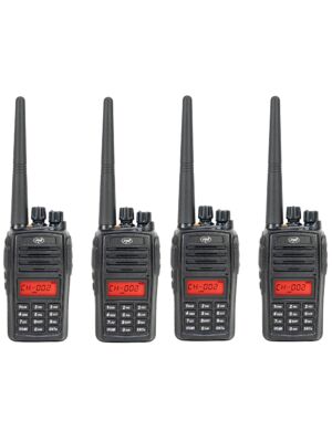 Kit med 4 bärbara radiostationer PNI PMR R18, 446MHz, 0,5W, 128 kanaler, 16 PMR och 50 CTCSS och 104 DCS-toner, FM-radio, prog